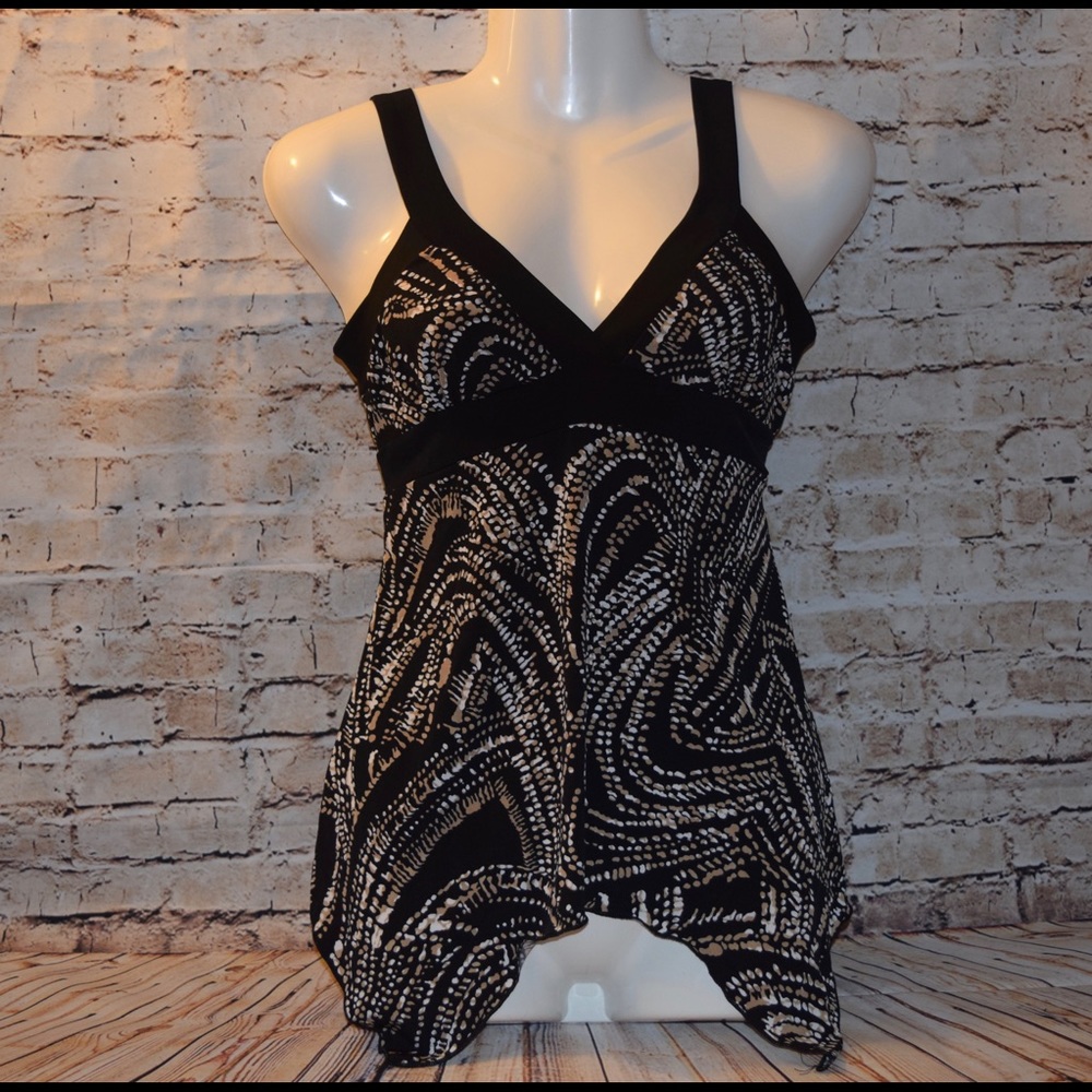 Black, tan and white cami